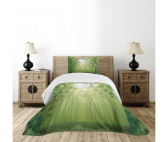 Bamboo Trees in Forest Bedspread Set