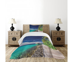 Beach Palm Trees Sky Bedspread Set