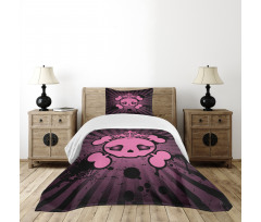 Skull Grunge Pop Art Bedspread Set