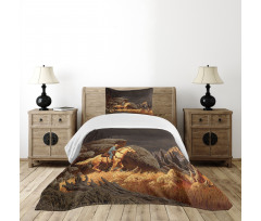 Cowboy Riding Horse Bedspread Set