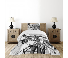 Jazz Band in New York Bedspread Set