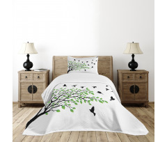 Flying Birds Spring Peace Bedspread Set