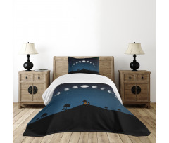 Lunar Phases and Stars Hill Bedspread Set