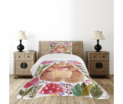 Bear with Flowers Bedspread Set