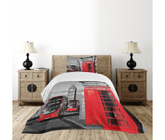 London Retro Phone Booth Bedspread Set