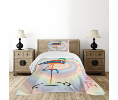 Rainbow Colored Birds Bedspread Set
