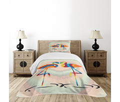 Valentines Funky Birds Bedspread Set