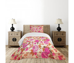 Roses on Wood Backdrop Bedspread Set