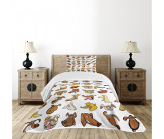 Dog Heads Puppy Canin Bedspread Set