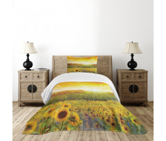 Golden Sunflower Field Bedspread Set
