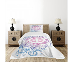 Peace Sign and Swirls Bedspread Set