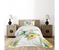 Hibiscus with Wild Birds Bedspread Set