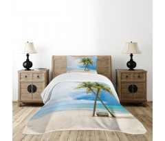 Beach Palm Trees Rock Bedspread Set