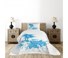 Hawaiian Island Aqua Bedspread Set