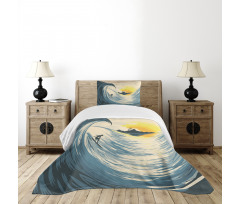 Cloudy Tropical Island Bedspread Set