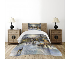 Winter Rural Landscape Bedspread Set