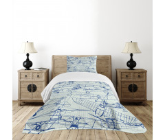 Old Airplane Drawing Bedspread Set