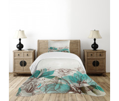 Retro Hibiscus Art Bedspread Set