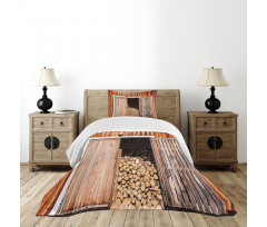 Barn with Firewood Rural Bedspread Set