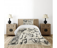 Music Hipster Skull Bedspread Set