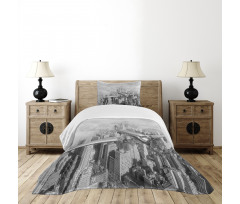 Flying Plane on New York Bedspread Set