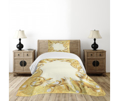 Golden Floral Ornament Bedspread Set