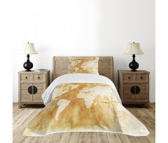 Old Fashioned World Map Bedspread Set