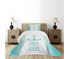 Words Green Ombre Anchor Bedspread Set