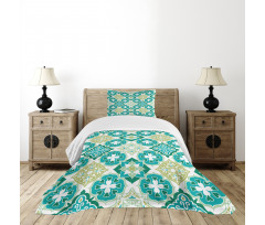 Geometric Colored Tiles Bedspread Set