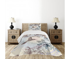 Birds Hibiscus Flowers Bedspread Set