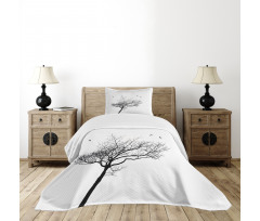 Tree Flying Birds Bedspread Set