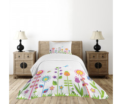 Floral Cartoon Art Bedspread Set