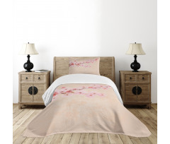 Pink Cherry Blossoms Bedspread Set