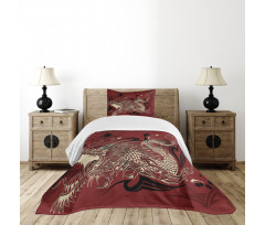 Japanese Dragon Doodle Bedspread Set