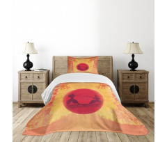 Ninjas Vintage Sunset Bedspread Set