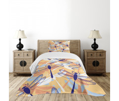 Dragonfly Pattern Boho Bedspread Set