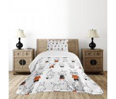 Retro Bunny Rabbits Bedspread Set