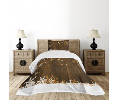 Wood and Snowflakes Bedspread Set