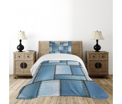 Denim Patchwork Pattern Bedspread Set