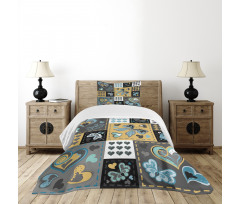 Butterfly Heart Retro Bedspread Set