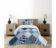 Diamond Shaped Patchworks Bedspread Set