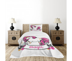 Unicorn with Pink Hair Bedspread Set