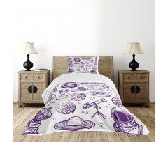 Sketch Alien Planet Art Bedspread Set