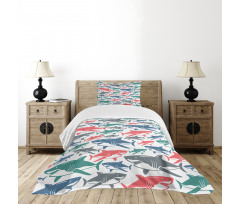 Colorful Shark Patterns Bedspread Set