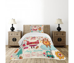 Santa and Teddy Bear Bedspread Set