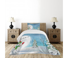 Jolly Snowman Santa Bedspread Set