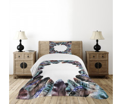 Bird Feathers Circle Art Bedspread Set