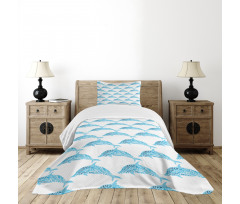 Aqua Dolphins Leaves Bedspread Set