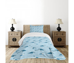Turtle Blue Aquatic Bedspread Set
