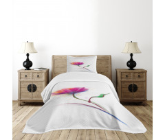 Watercolor Poppy Flower Bedspread Set